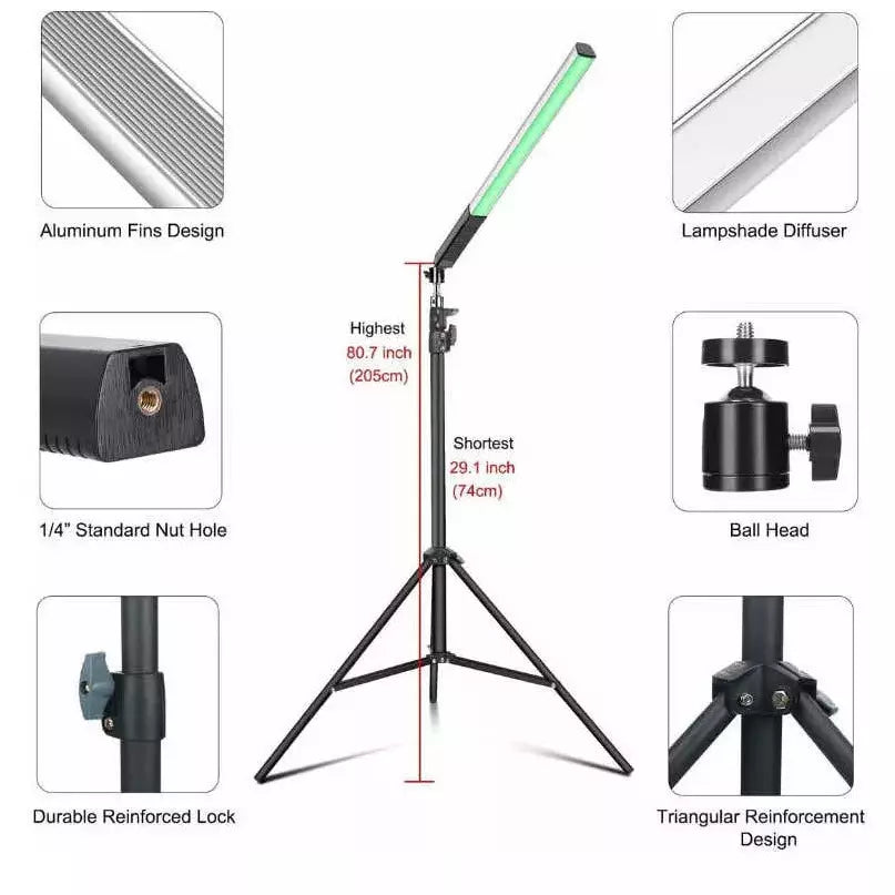 Kit Barra De Luz Led Rgb Profesional+ Soporte+ Tripode