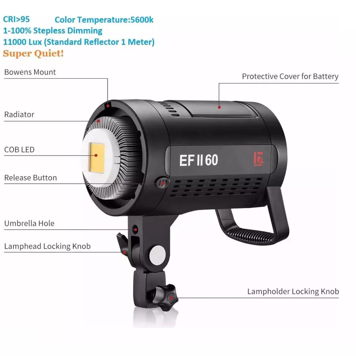Lámpara Luz Led Continua 60w Jinbei Efii60 Fotografía Video.