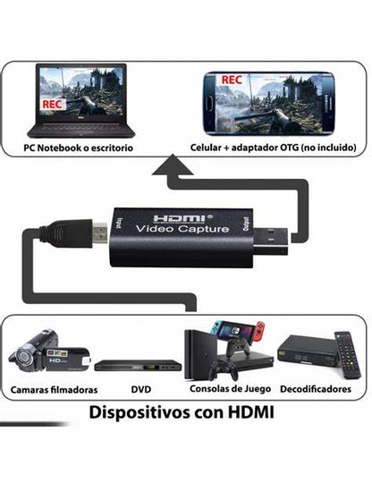 Capturadora HDMI por USB 1080