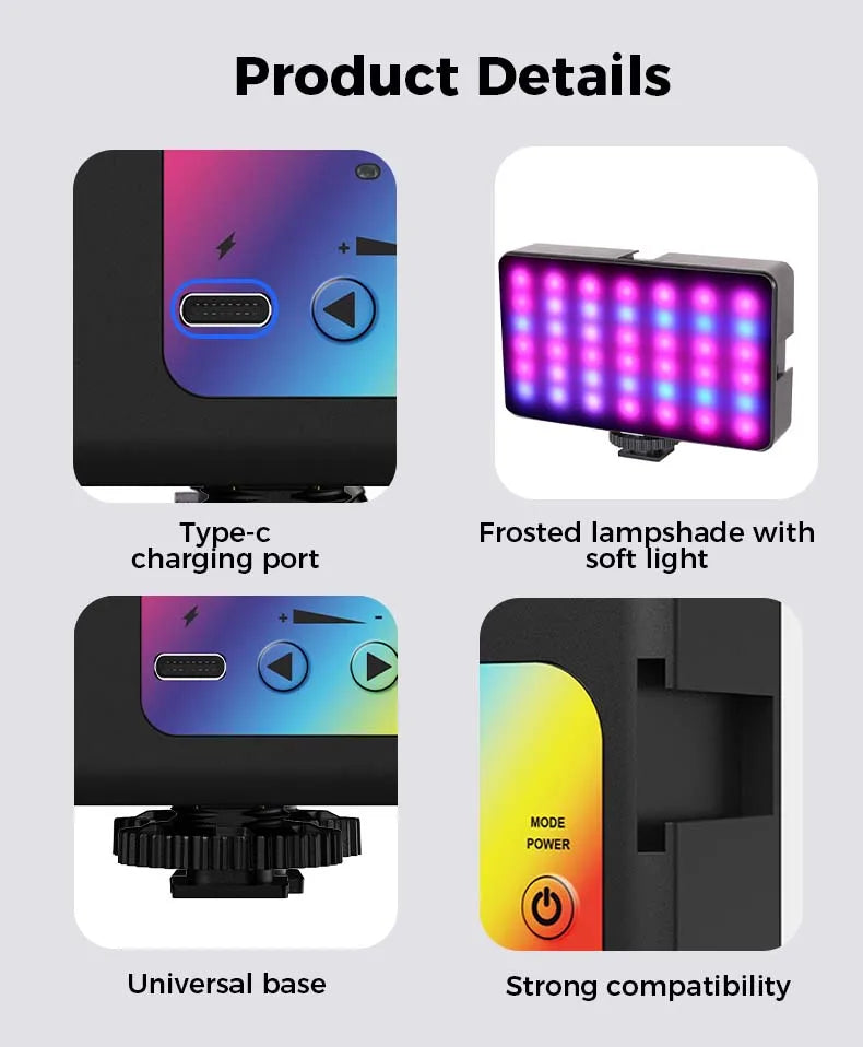 Panel Luz Led Multicolor Portátil Recargable Celular Camara