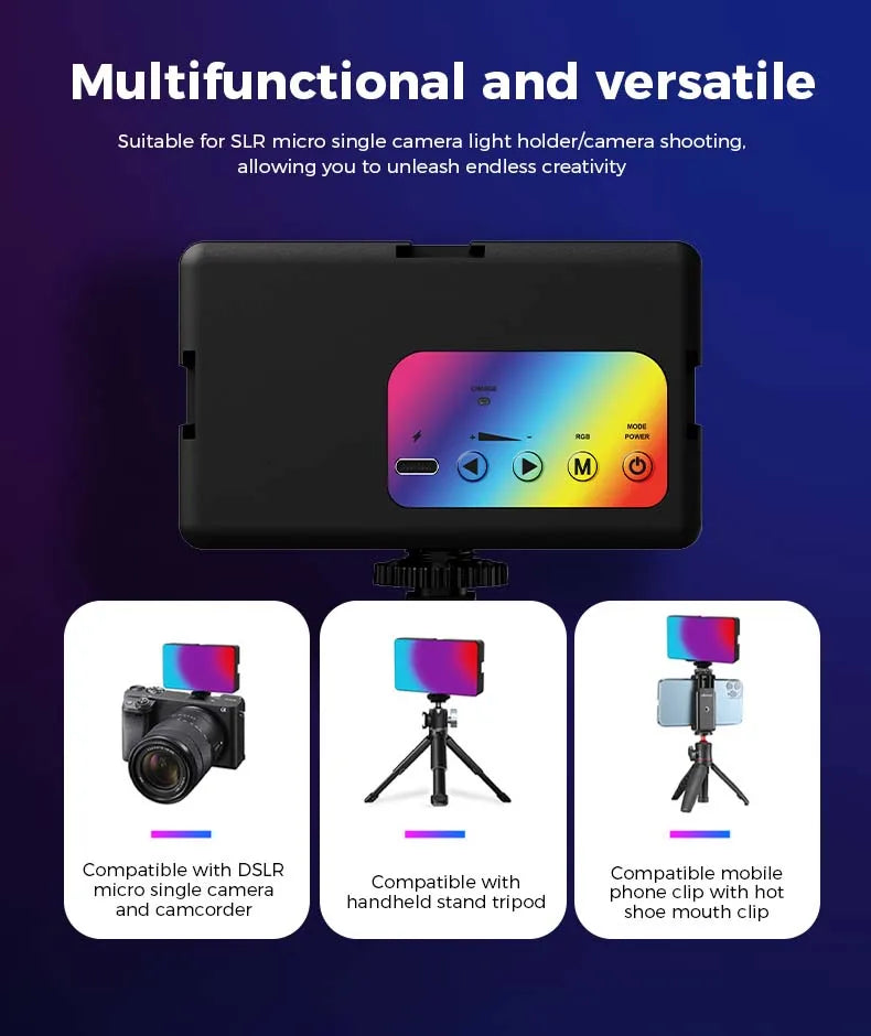 Panel Luz Led Multicolor Portátil Recargable Celular Camara