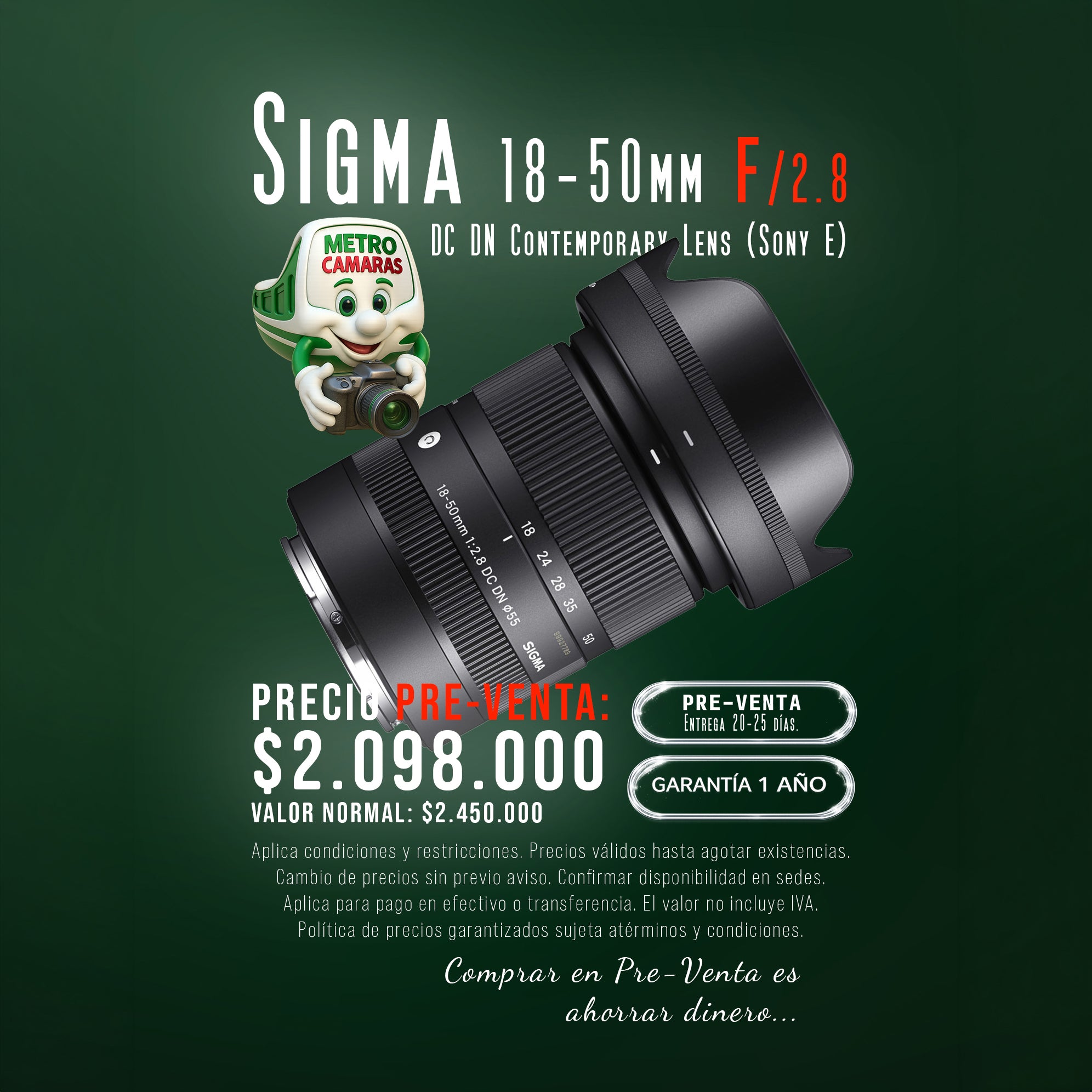 Sigma 18-50mm F/2.8 DC DN Contemporary Lens (Sony E) PRE-VENTA