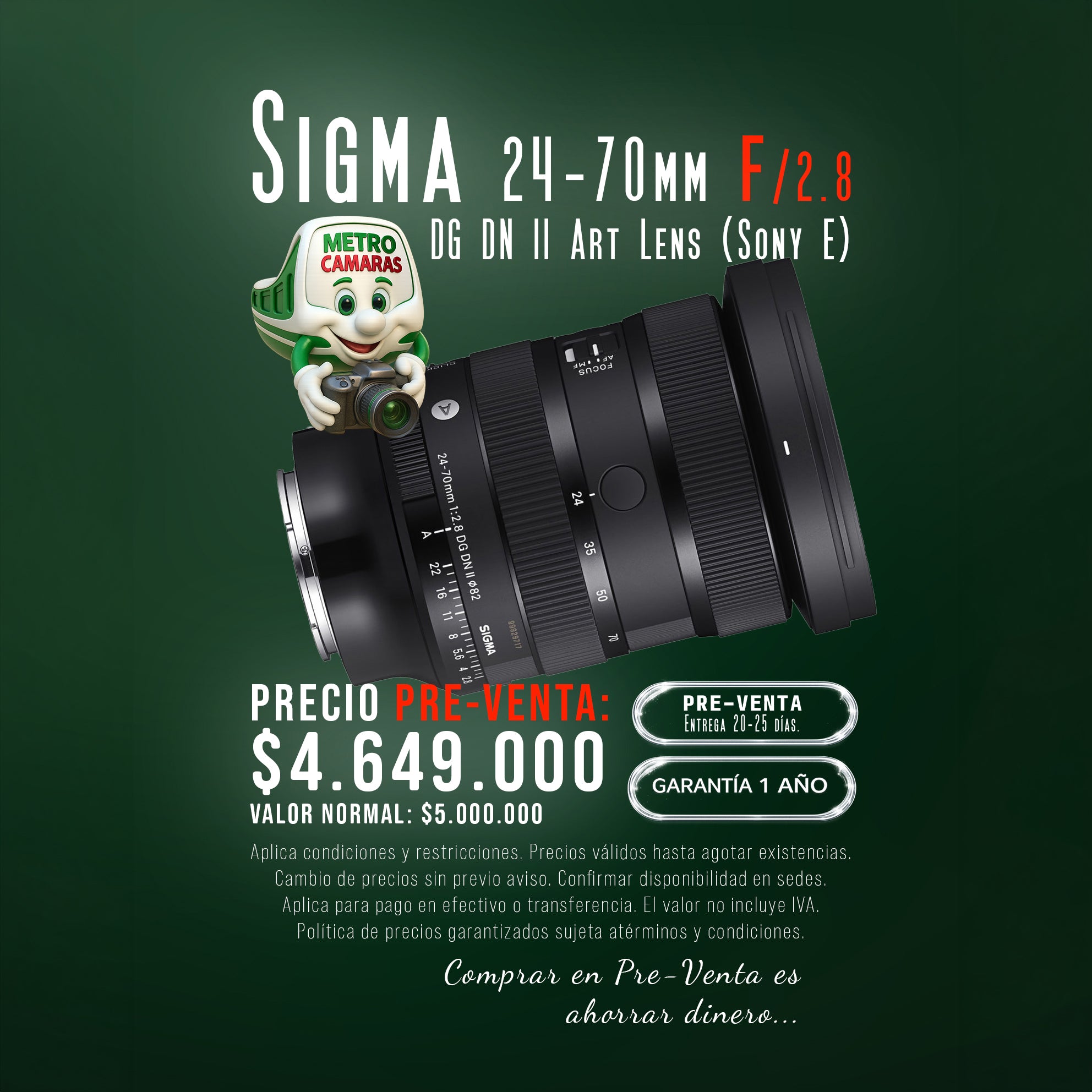 Sigma 24-70mm F/2.8 DG DN II Art Lens (Sony E) PRE-VENTA