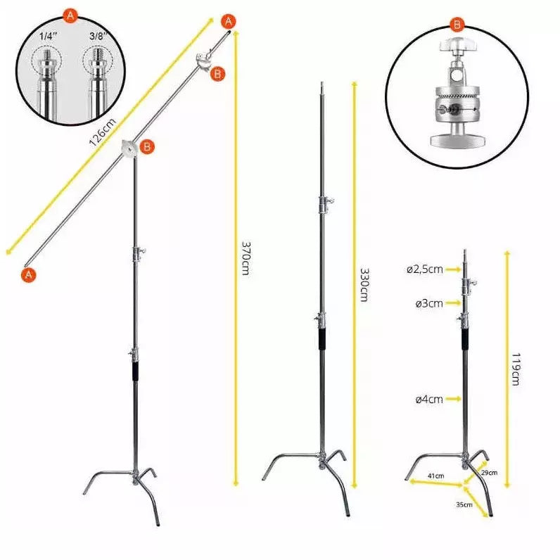 Trípode C Stand 3 Metros De Alto Con Brazo