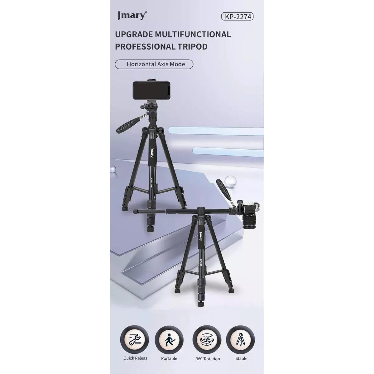 Trípode Profesional Multifunción Tomas Cenitales - Monopie KP2274 + Soporte para celular