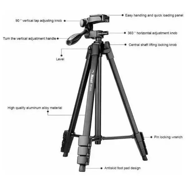 Tripode Para Camara Y Celular 1.35m max Nest NT510 + Soporte Celular