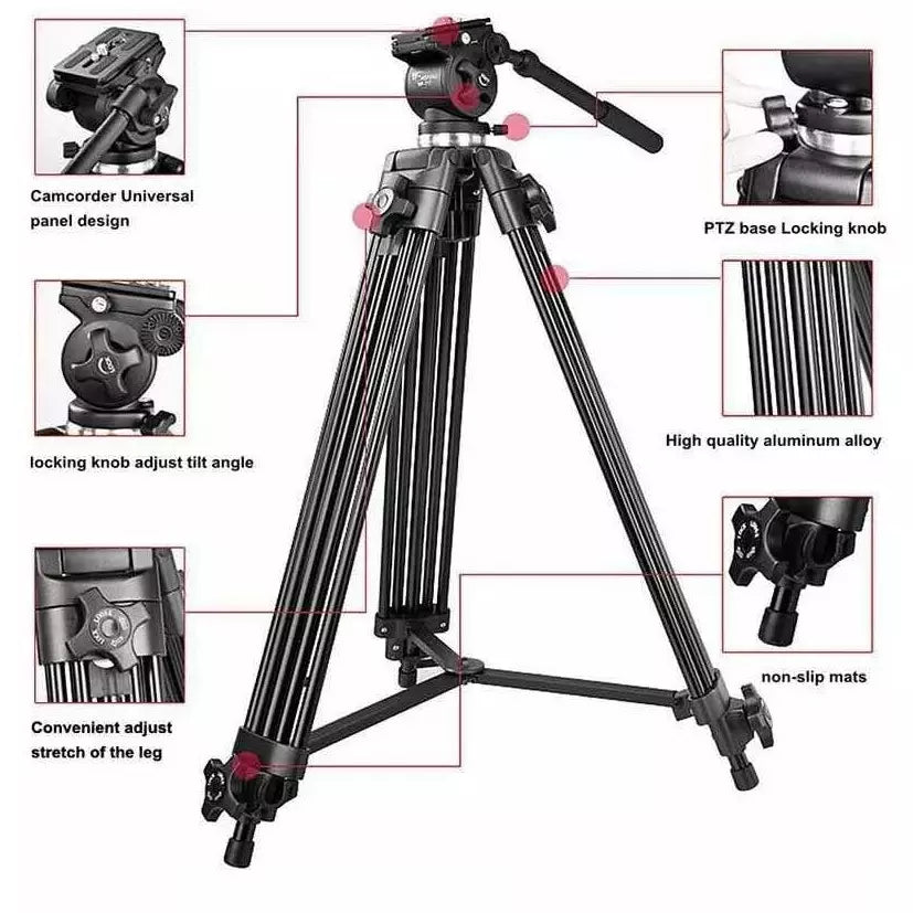 Trípode Profesional Cabezal Fluido Wf 777 + Soporte Celular