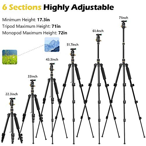 Trípode Profesional Ubeesize P71 Con Cabezal Bola 360° Para Cámara y Celular