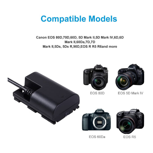 Adaptador Corriente Directa Para Camara CANON de Bateria LP-E6 EOS 5DS 5DMarkII 5DMarkIII 5DMarkIV 60D 70D 80D 60Da 6D 6DMarkii 7D 7DMarkII R R5 R6 90D