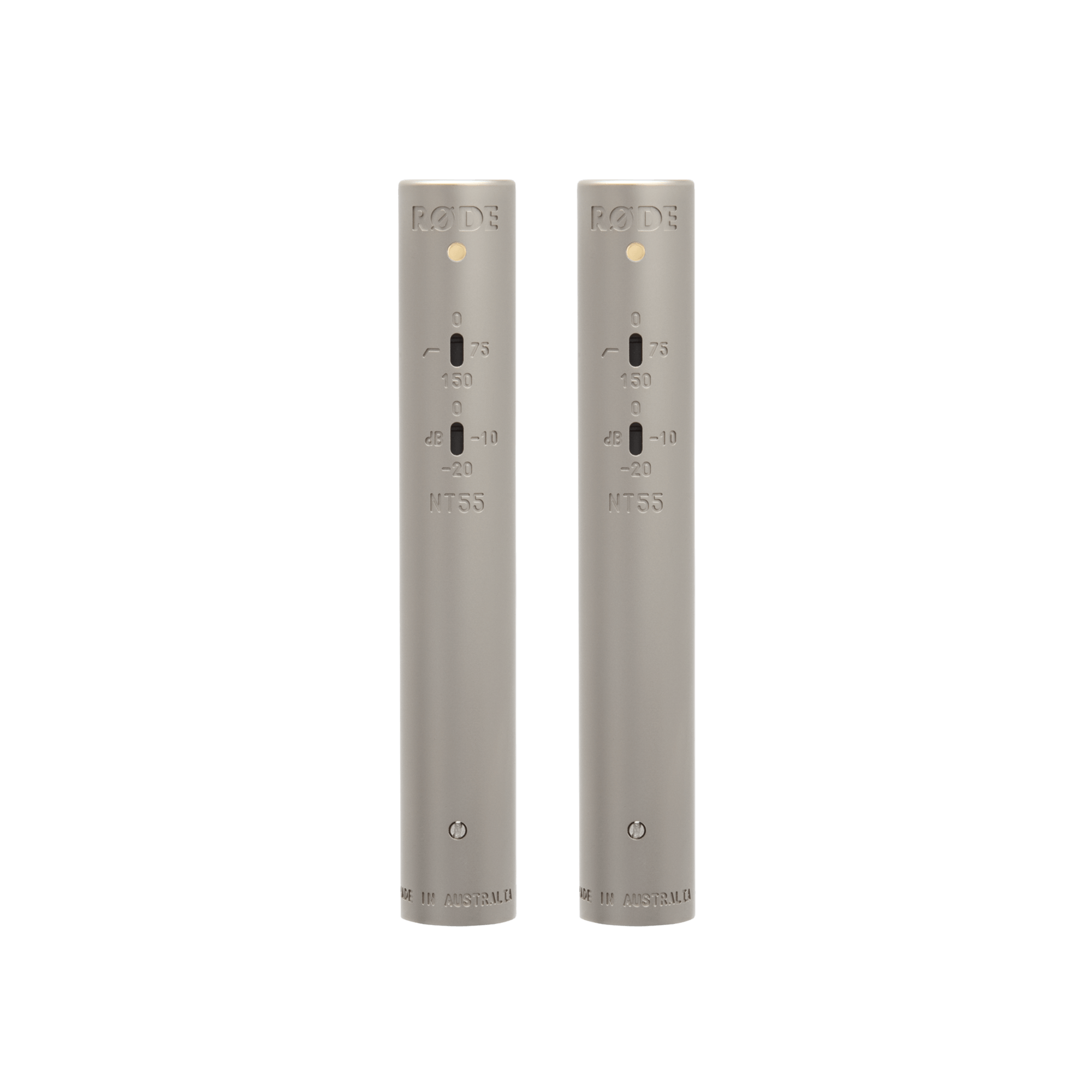 Micrófono de condensador de pequeño diafragma versátil Rode NT55 (Matched Pair)