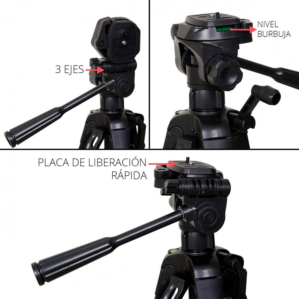 Trípode Weifeng WT-3540 1.5m para Fotografía Video con Soporte para Celular