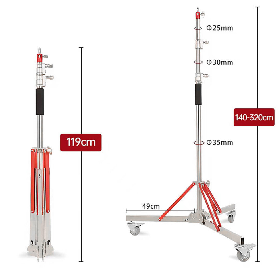 Tripode de Acero Inoxidable con Ruedas