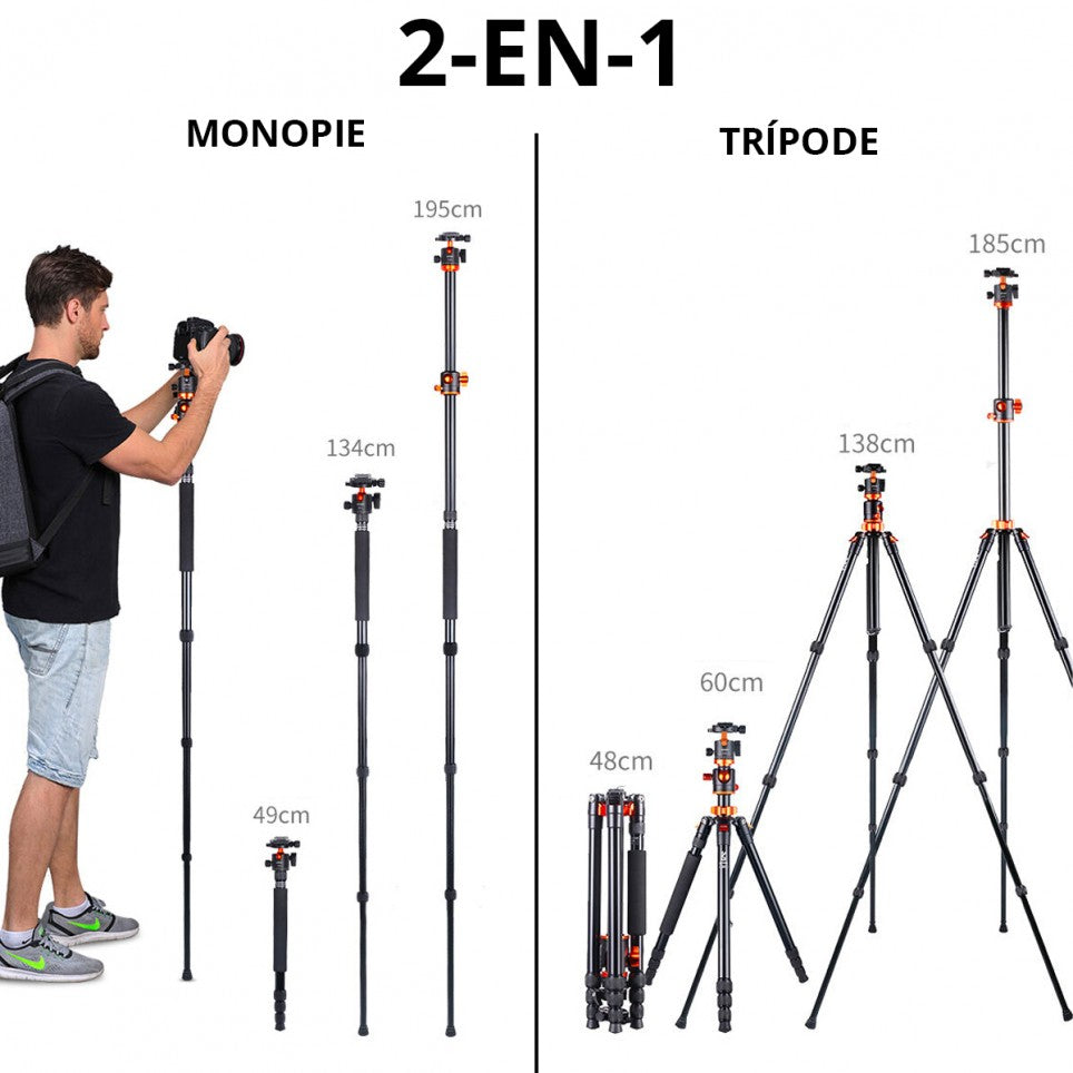 Tripode 360° 185cm Cenital 2-en-1 K&F