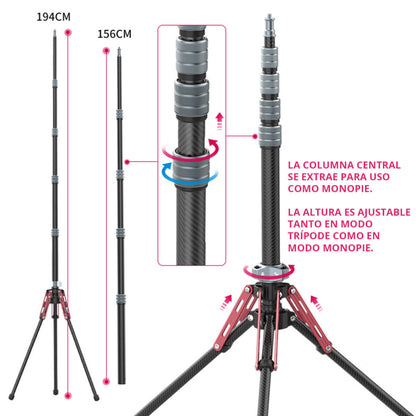Trípode Fibra de Carbono para Cámara o Luces MT-49 Ulanzi